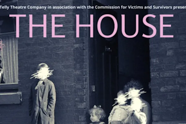 Black and white image of children with scribbles over their faces. Cover image for The House Virtual Reality