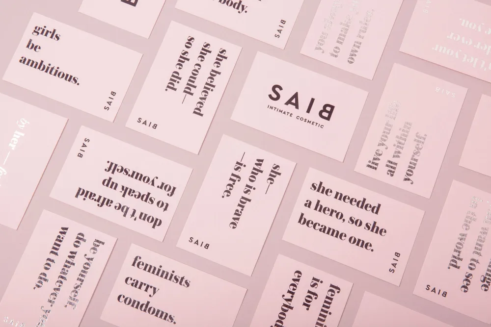 Branding packaging for BIAS with signature millennial pink color. Image courtesy of Jiwon Park.