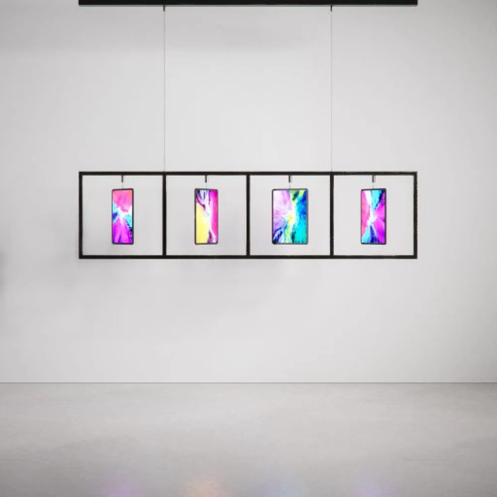 Discarded ipads become hanging light pendant Discarded ipads become hanging light pendant