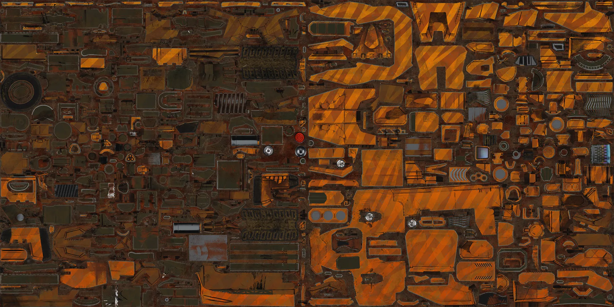 Final Albedo map without decals for Tank. Mostly created with Quixel with additional details in Photoshop