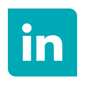 LinkedIn icon on teal leaf shape