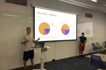 Students share their research insights as part of Carly Burton's "Design for AI" class.