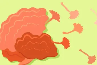 Illustration by Arotin Hartounian of a brain turning into dandelion seeds floating away