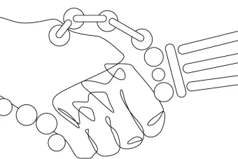 Illustration of a human-robot handshake