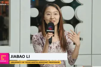 Screenshot of Assistant Professor Jiabao Li interview with Coin Desk