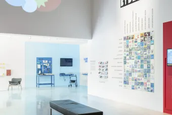 Image of Harm by Design installation at Becauseisms MFA thesis exhibition in 2023