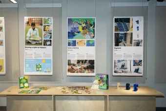 Image of capstone projects on display at the UT Design Show