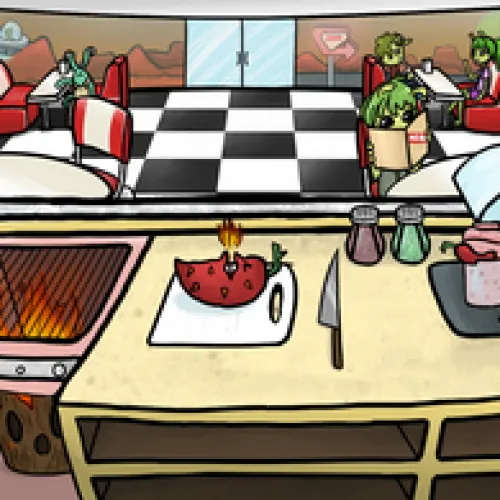 Cosmic Cooking Aliens in restaurant