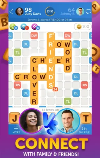 Advertisement of Words with Friends, a mobile game application version of Scrabble created by Zynga