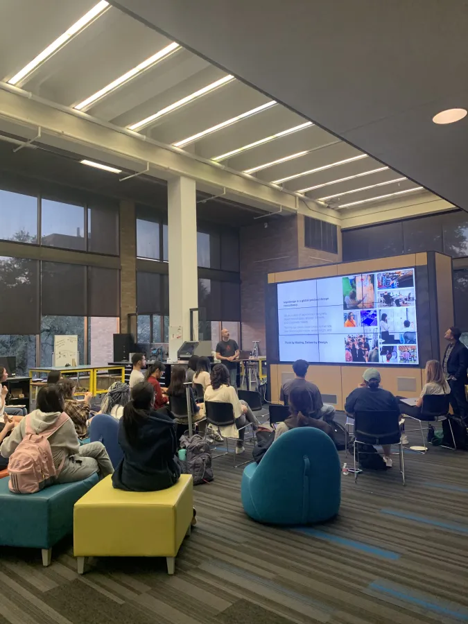 Students attending Spring 2023 CCL session with argodesign in The Foundry at UT Austin