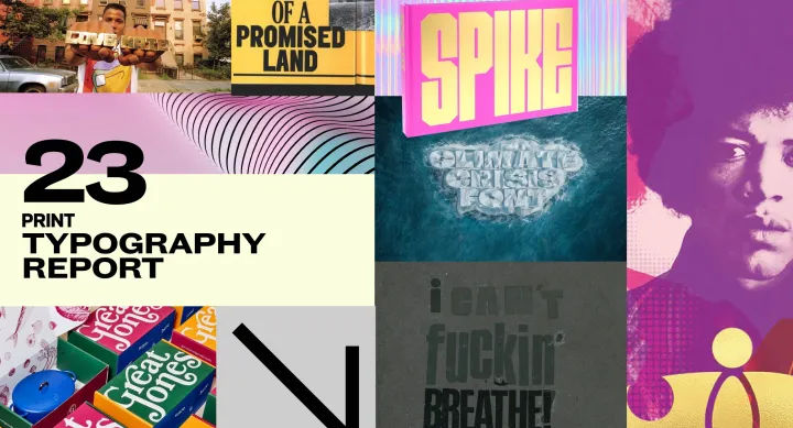 Collage of work featured in the 2023 PRINT Typography Report