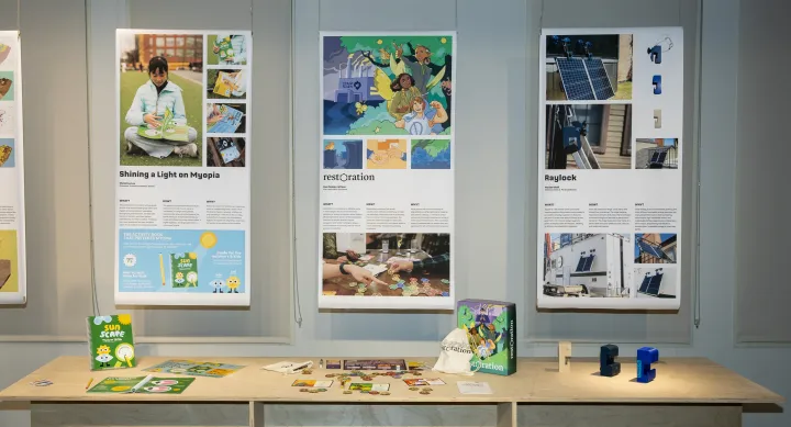 Image of capstone projects on display at the UT Design Show