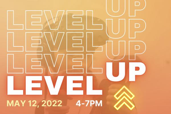 LevelUP logo for UT Game Development and Design Program showcase on Thursday, May 12 from 4-7PM 