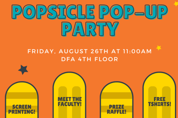 graphic invite to SDCT's back-to-school popsicle pop-up party on August 26th at 11:00am