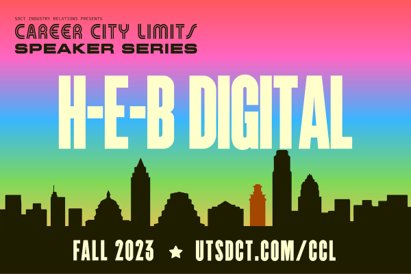 Promo graphic for Career City Limits Speaker Series fall 2023 session with HEB Digital