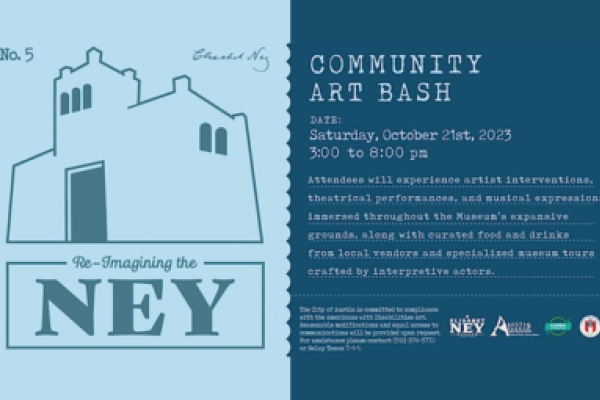 Re Imagining the Ney a Community Art Bash on Saturday October 21st from 3 to 8 PM at the Elisabet Ney Museum