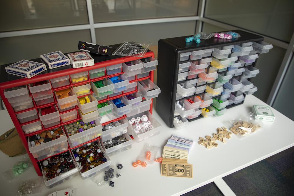 Game pieces used for playtesting student games Game pieces used for playtesting student games