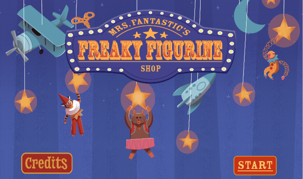 Title image for original video game called "Mr. Fantastic's Freaky Figurine Shop"