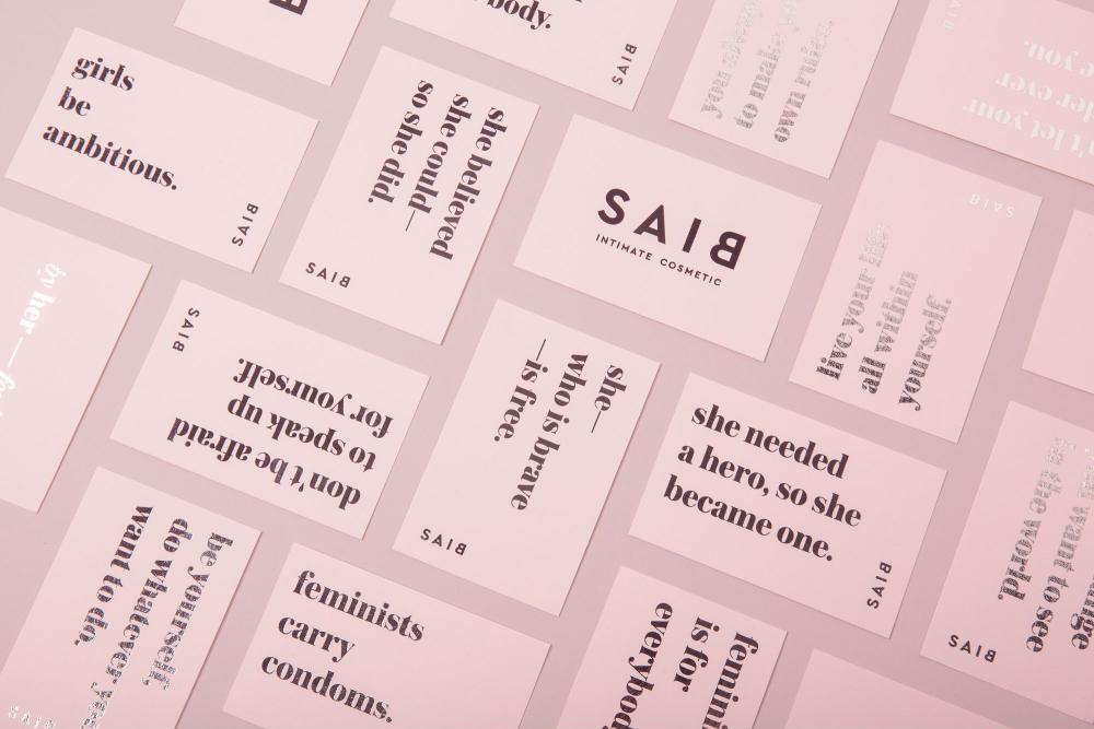 Branding packaging for BIAS with signature millennial pink color. Image courtesy of Jiwon Park.