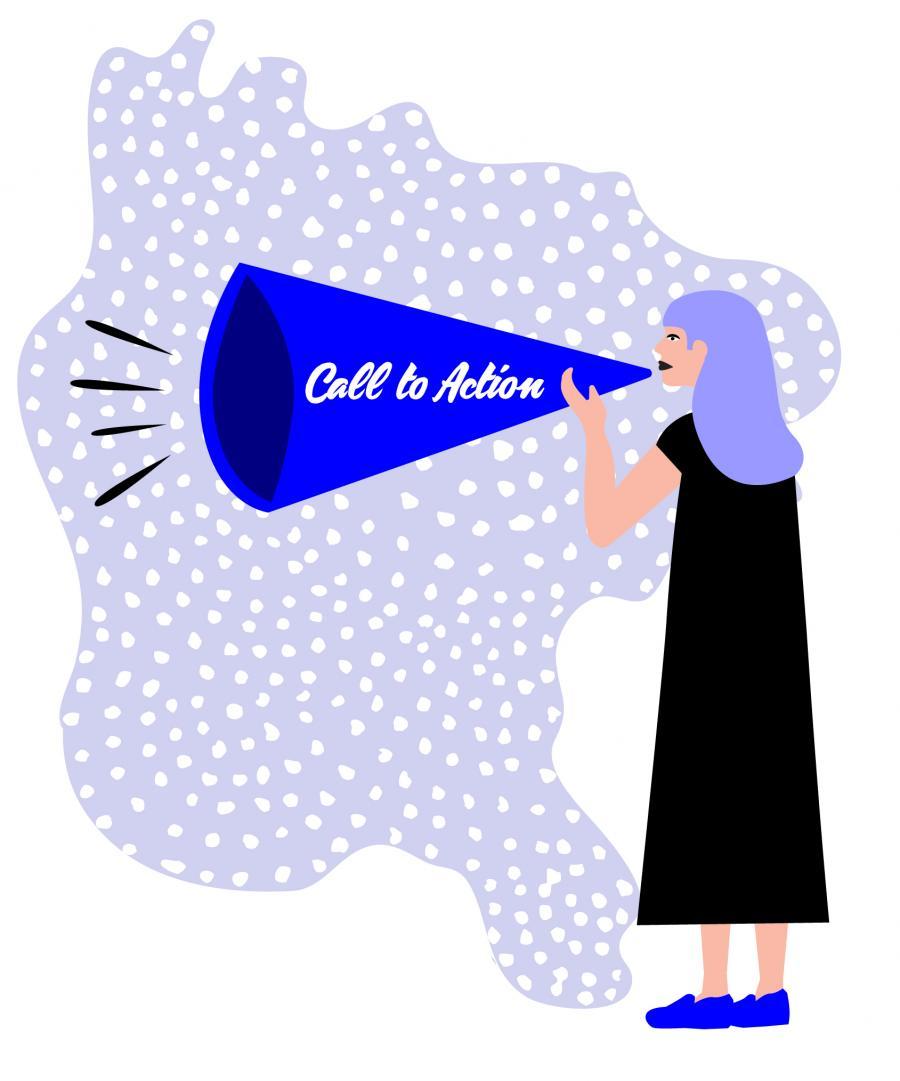 Illustration of a Call to Action by Misa Yamamoto.
