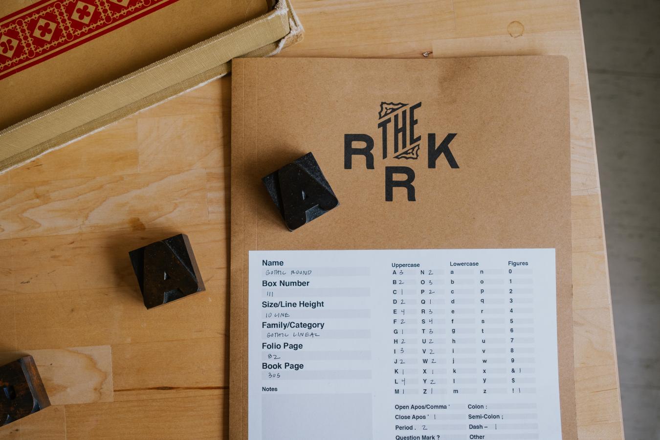 RRK folder with letter blocks