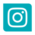 White Instagram icon on teal leaf shape