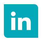 LinkedIn icon on teal leaf shape