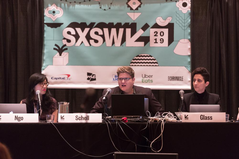 SDCT faculty Julie Schell and Tamie Glass speaking on a panel at South by Southwest 2019 conference
