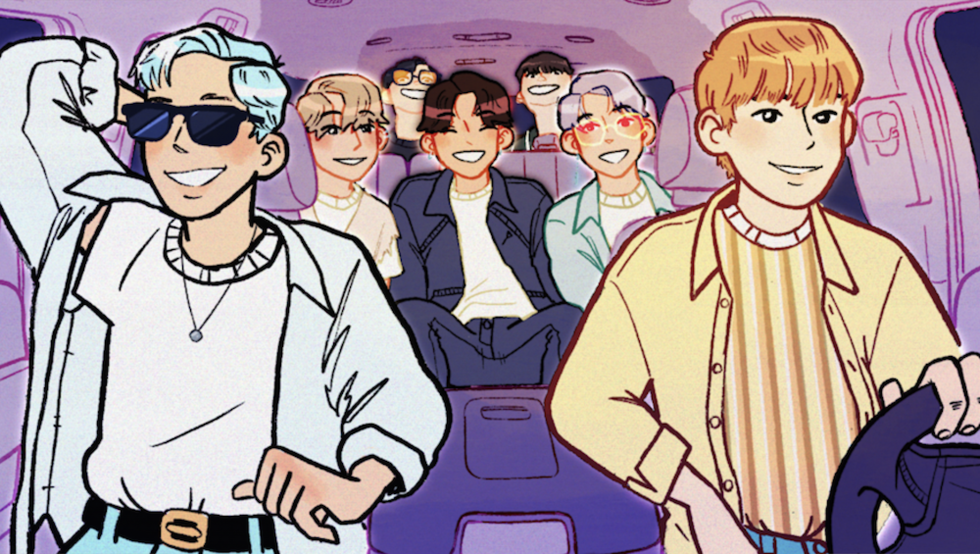 still image from "BTS Dynamite," a music video for the song Dynamite by BTS animated by AET 22 graduate Hari Jeung