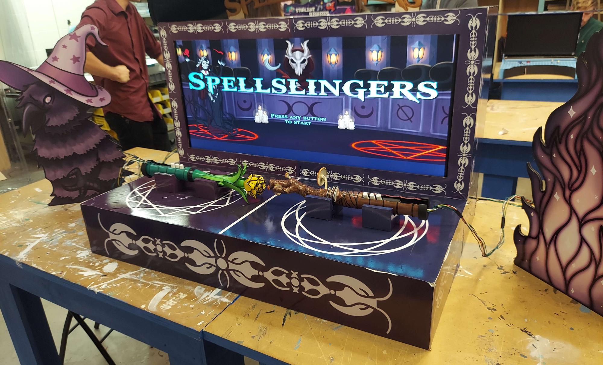 Spellslingers Video Game Cabinet with Screen On