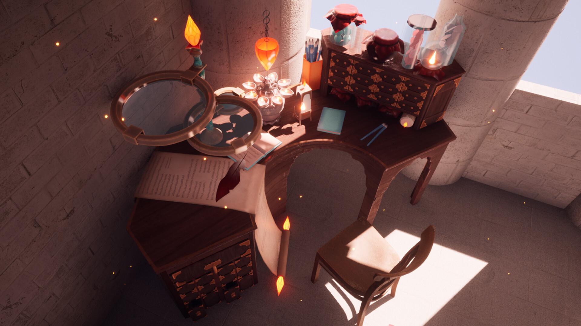 "Ambrosia Princess Desk" game asset created by AET student Catherine Crawford in Unreal Engine 5
