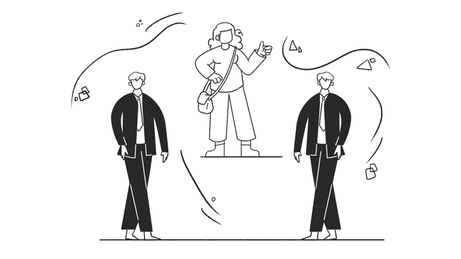 Illustration of three people within an organization