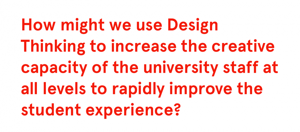 How might we use design thinking to increase the capacity of the university staff at all levels to rapidly improve the student experience?