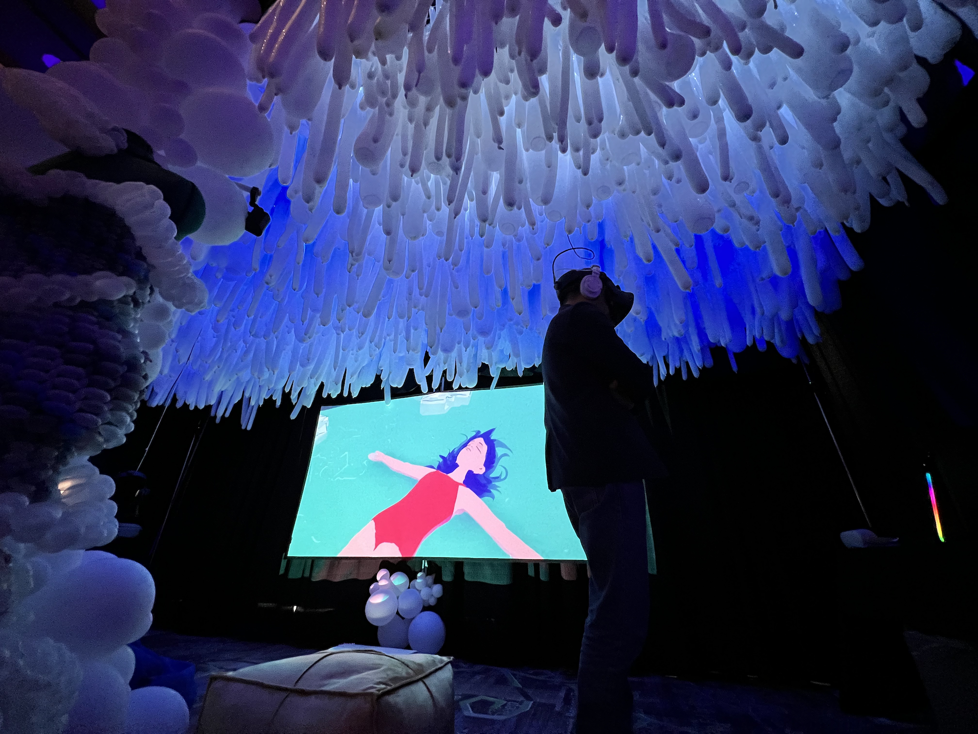South by Southwest attendee interacts with Once a Glacier XR experience created by Jiabao Li