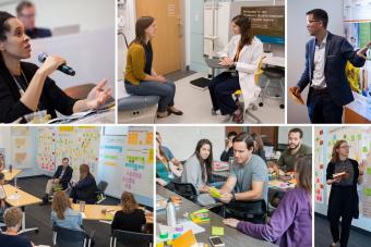 collage of pictures from the Design Institute for Health, including students and professors