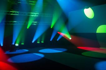 blue, green and red concert lighting