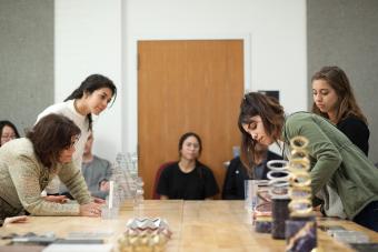 Design students prototyping the inaugural In the Arena Award, presented to Secretary Hillary Rodham Clinton