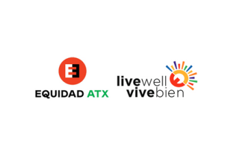 Logos for Equidad ATX and Live Well, Vive Bien