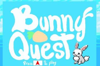 text reads "Bunny Quest: press upward arrow to play"