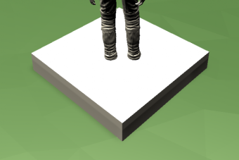 Gamer Gary's legs standing on a platform
