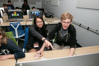 Students working on a 2D video game during the 2020 Game Design Summer Camp at UT Austin