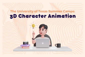 Graphic for 3D Character Animation summer camp at UT Austin