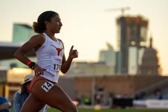 Alyssa Duhart as a student running track and field for the University of Texas at Austin