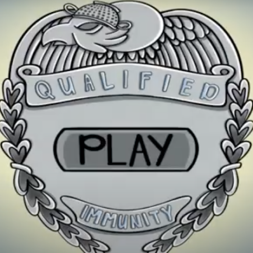 title image for "Qualified Immunity" that resembles a police badge