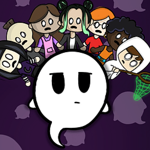 Ghost surrounded by ghost hunters