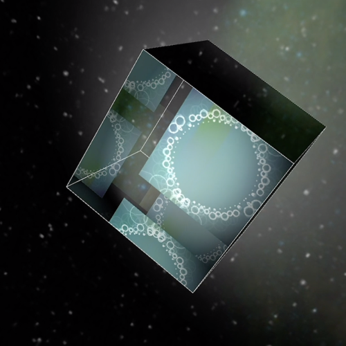 floating transparent cube in space created in Notch for AET senior Laura Godinez' The Room (in partnership with fellow AET senior Harry Wilde Greer)