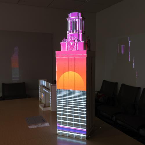 UT Tower with Synthwave Projection 