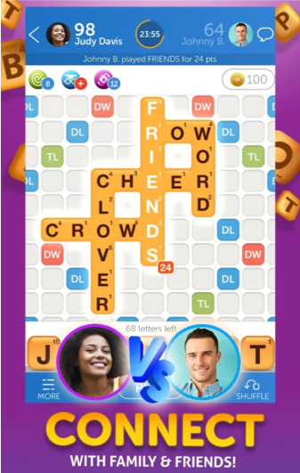 Advertisement of Words with Friends, a mobile game application version of Scrabble created by Zynga