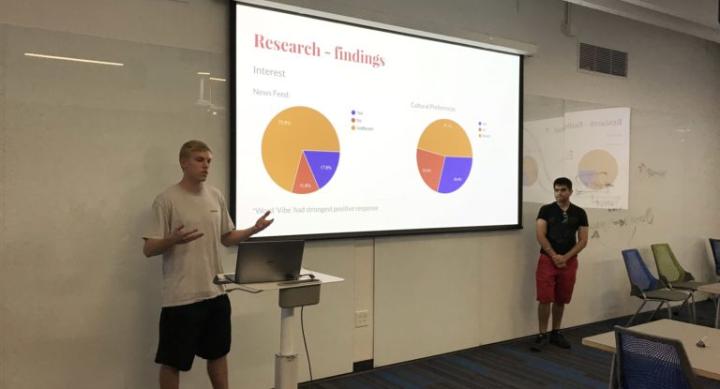 Students share their research insights as part of Carly Burton's "Design for AI" class.
