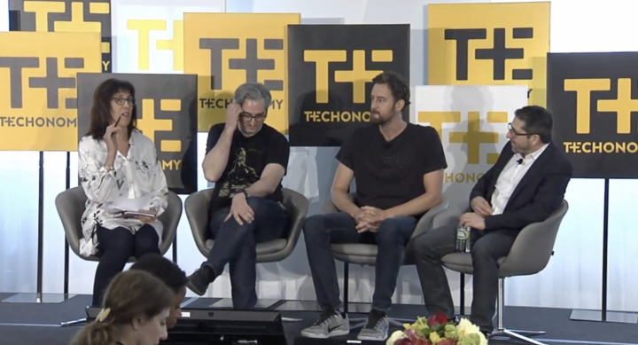 SDCT Assistant Dean Doreen Lorenzo moderating "Designing Business and the Future" panel at Techonomy NYC 2017